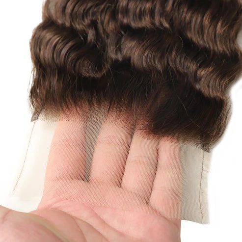 #2 Color 5x5 Transparent Lace Deep Wave Closure