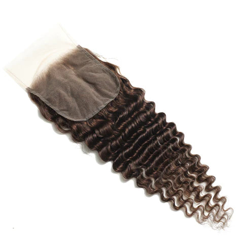 #2 Color 5x5 Transparent Lace Deep Wave Closure