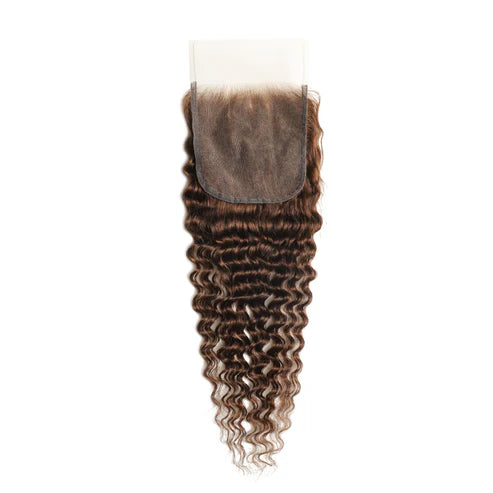 #4 Color 5x5 Transparent Lace Deep Wave Closure