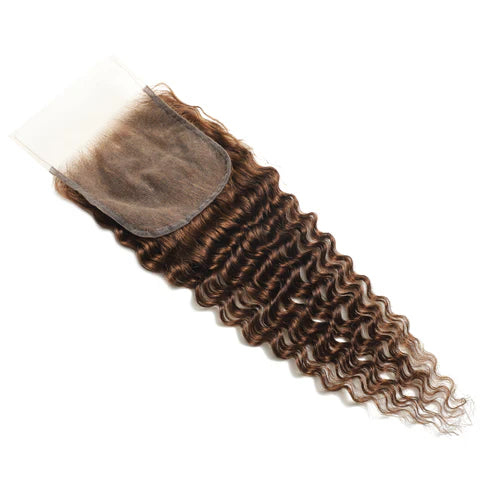 #4 Color 5x5 Transparent Lace Deep Wave Closure