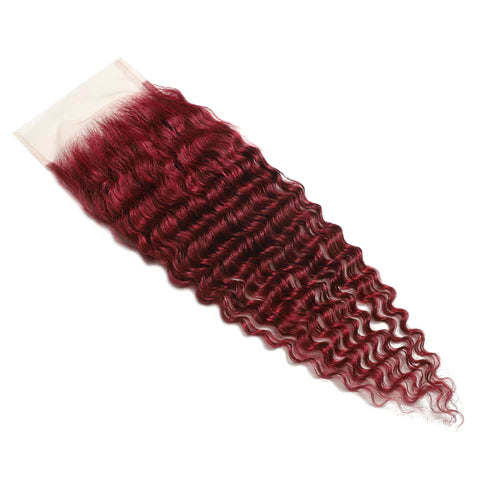 Burgundy 5x5 Transparent Lace Deep Wave Closure