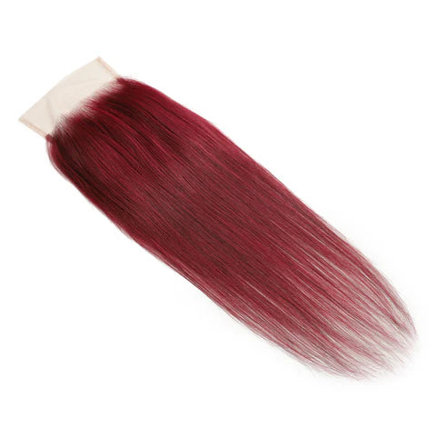 Burgundy 5x5 Transparent Lace Straight Closure