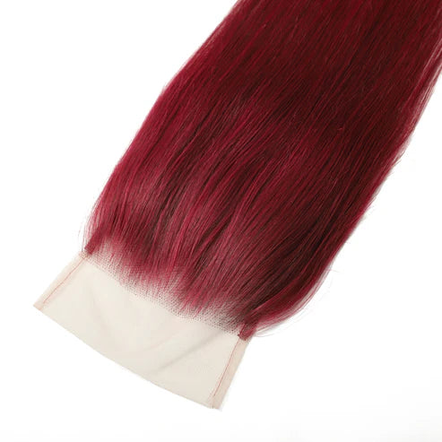 Burgundy 5x5 Transparent Lace Straight Closure