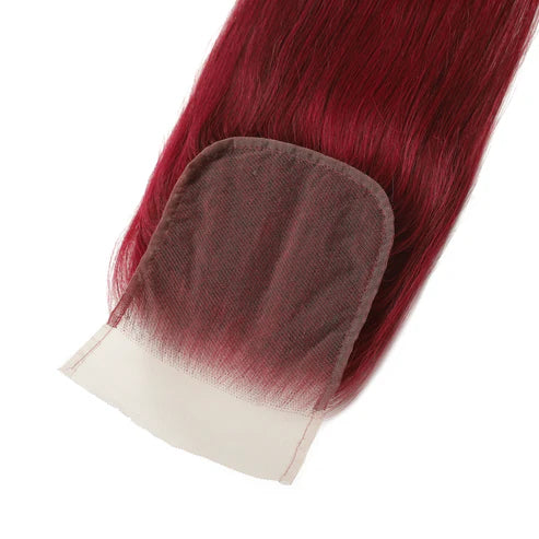 Burgundy 5x5 Transparent Lace Straight Closure