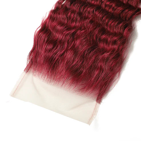 Burgundy 5x5 Transparent Lace Deep Wave Closure