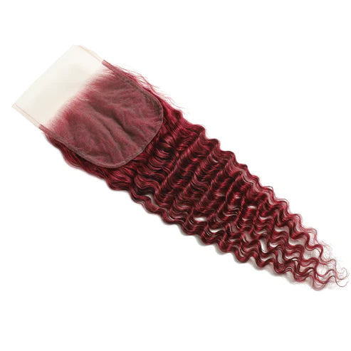 Burgundy 5x5 Transparent Lace Deep Wave Closure