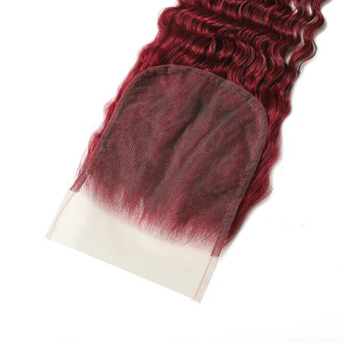 Burgundy 5x5 Transparent Lace Deep Wave Closure