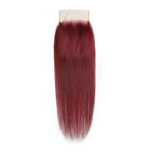 Burgundy 5x5 Transparent Lace Straight Closure