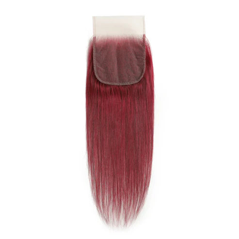 Burgundy 5x5 Transparent Lace Straight Closure