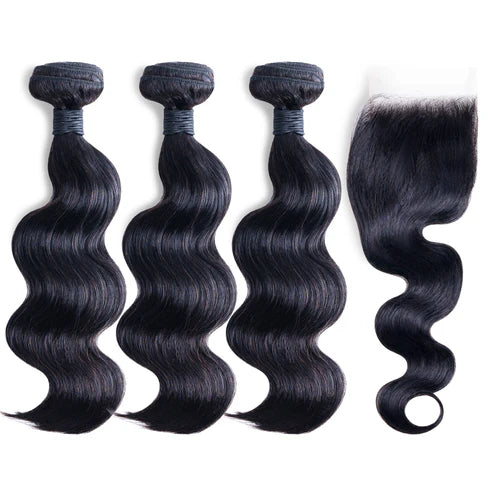Virgin Body Wave 3 Bundle with Closure