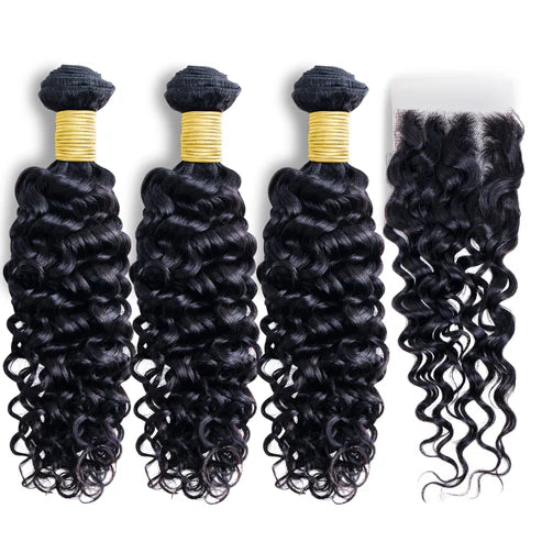 Premium Water Wave 3 Bundles With Closure